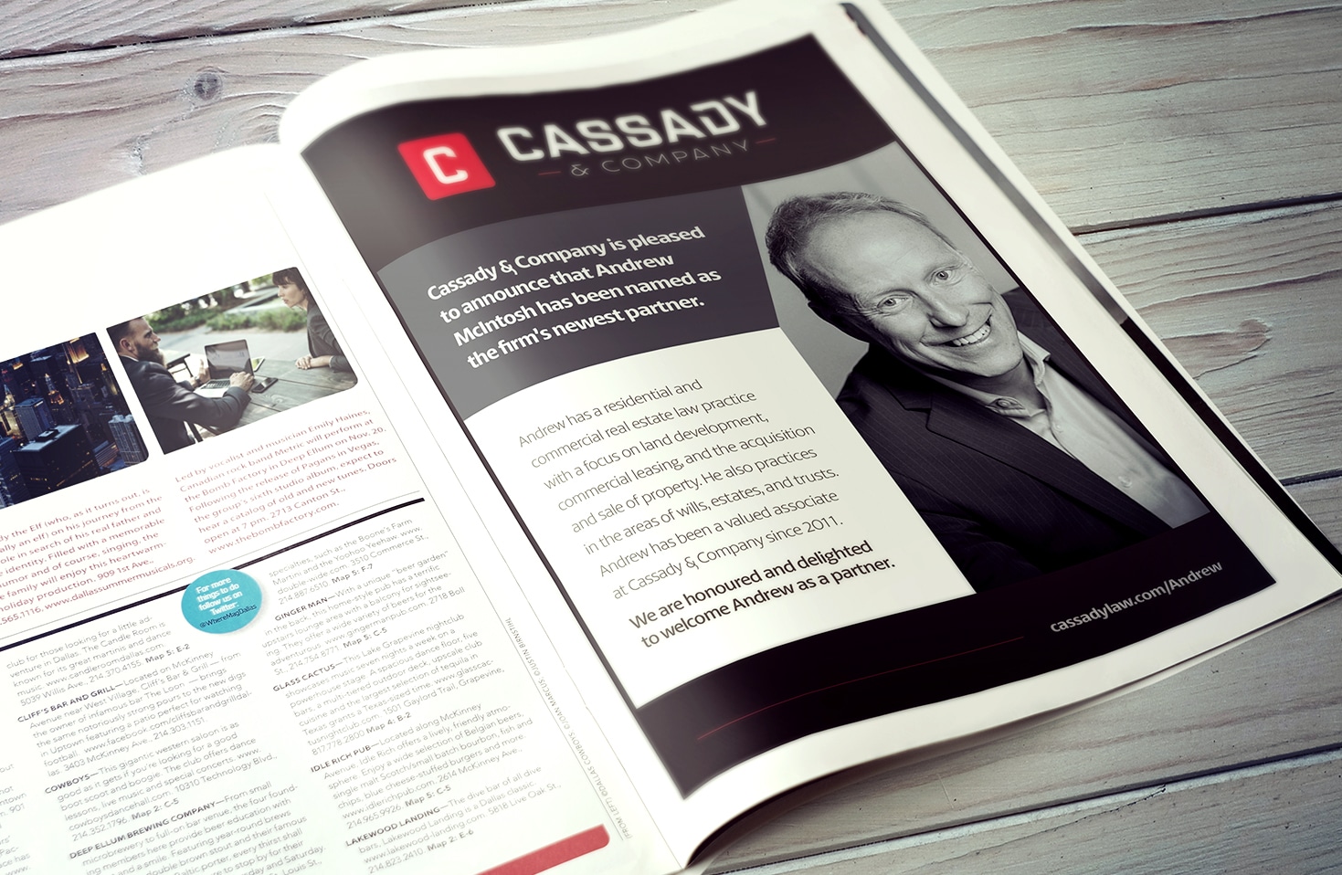 Print ad for Cassady & Company