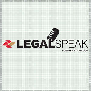 Legal Speak logo, a law.com podcast