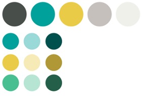 Example of a main colour palette with a sub-brand palette
