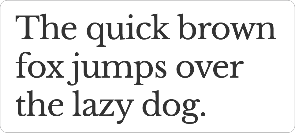 The phrase "The quick brown fox jumps over the lazy dog" is spelled out in Libre Baskerville font.