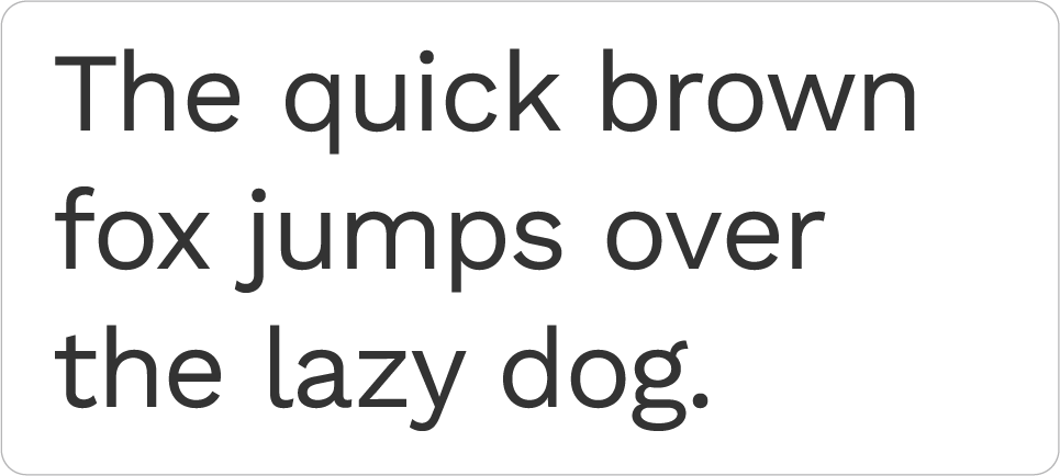 The phrase "The quick brown fox jumps over the lazy dog" is spelled out in Work Sans font.